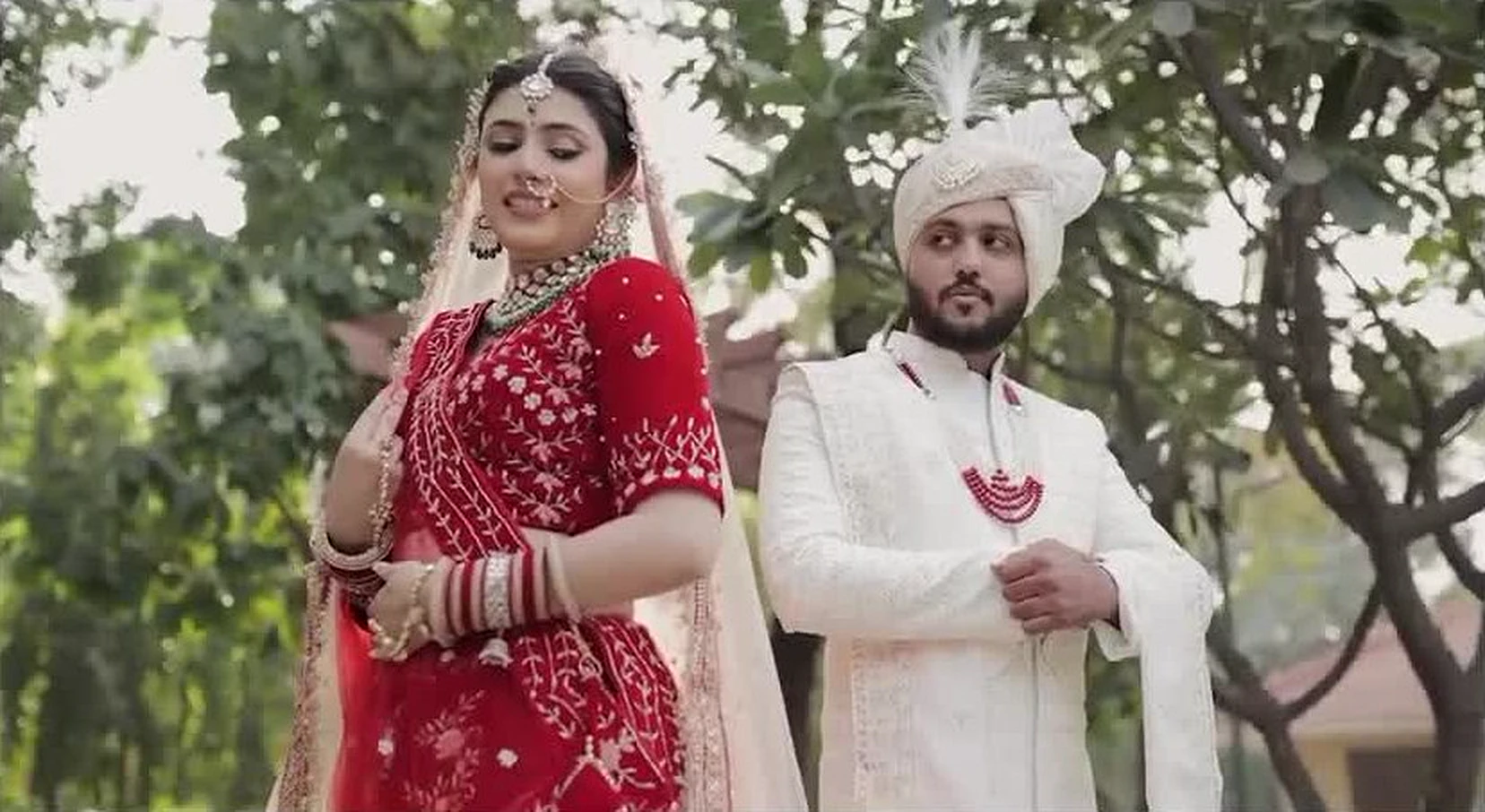 Wedding film still of a celebration in progress, shot on location